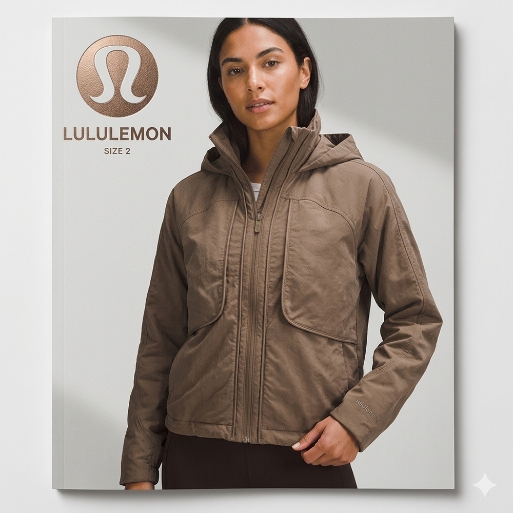 Lululemon Always Effortless Jacket Women Size2 Taupe Hooded Wind Water Resistant
